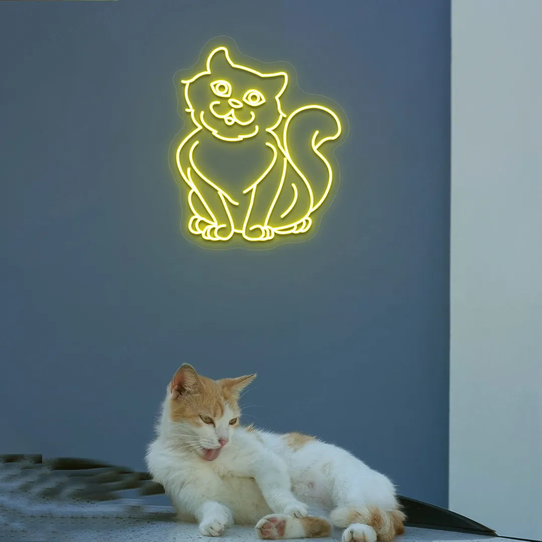 Meowster Cat Neon Sign | Yellow