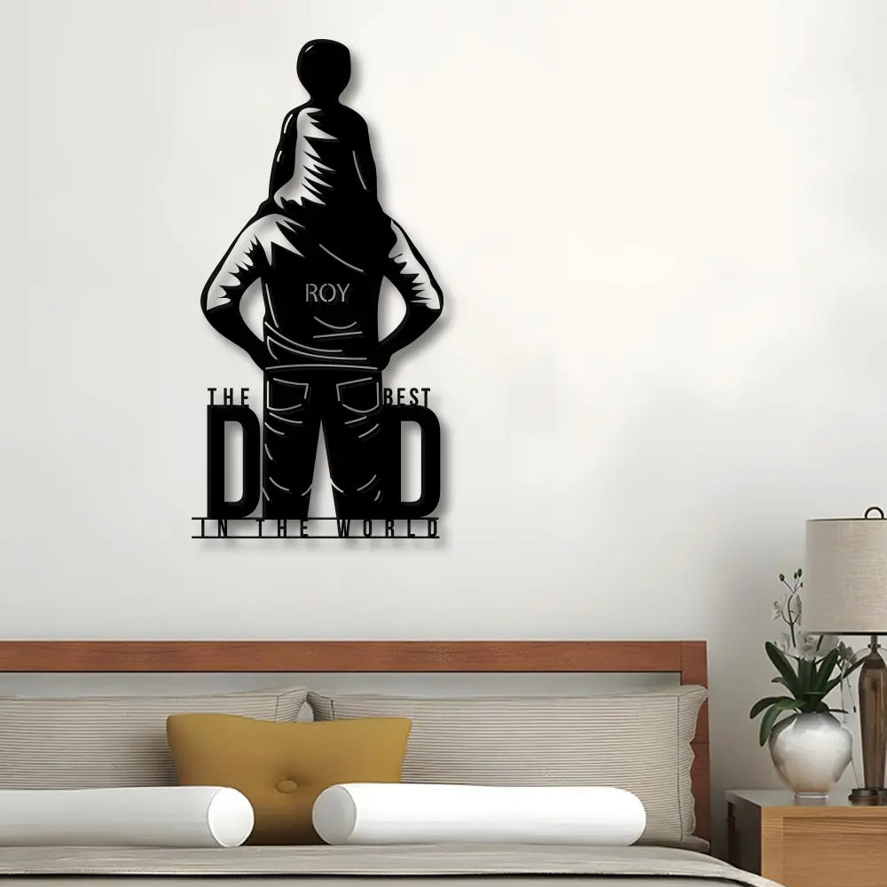 The Best Dad In The World metal Monogram sign in black colour