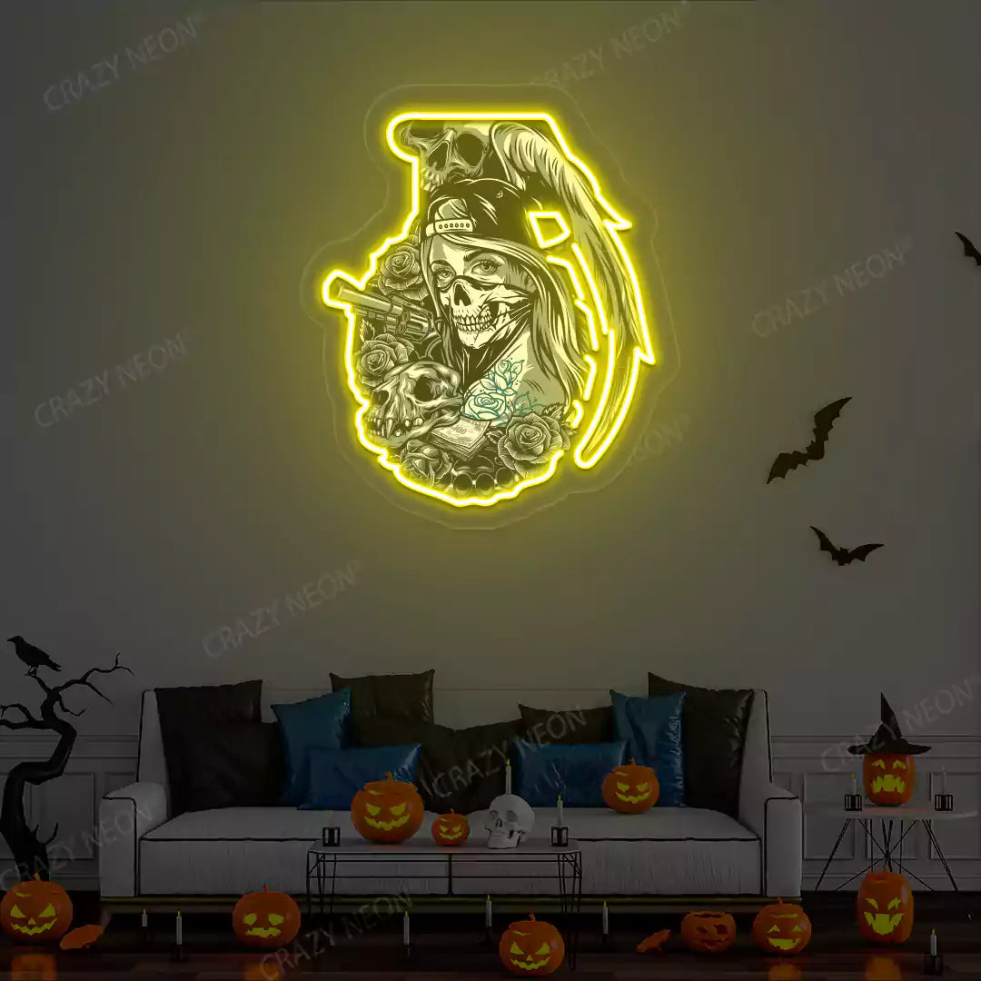 Deadly Diva Grenade Neon Artwork | Yellow