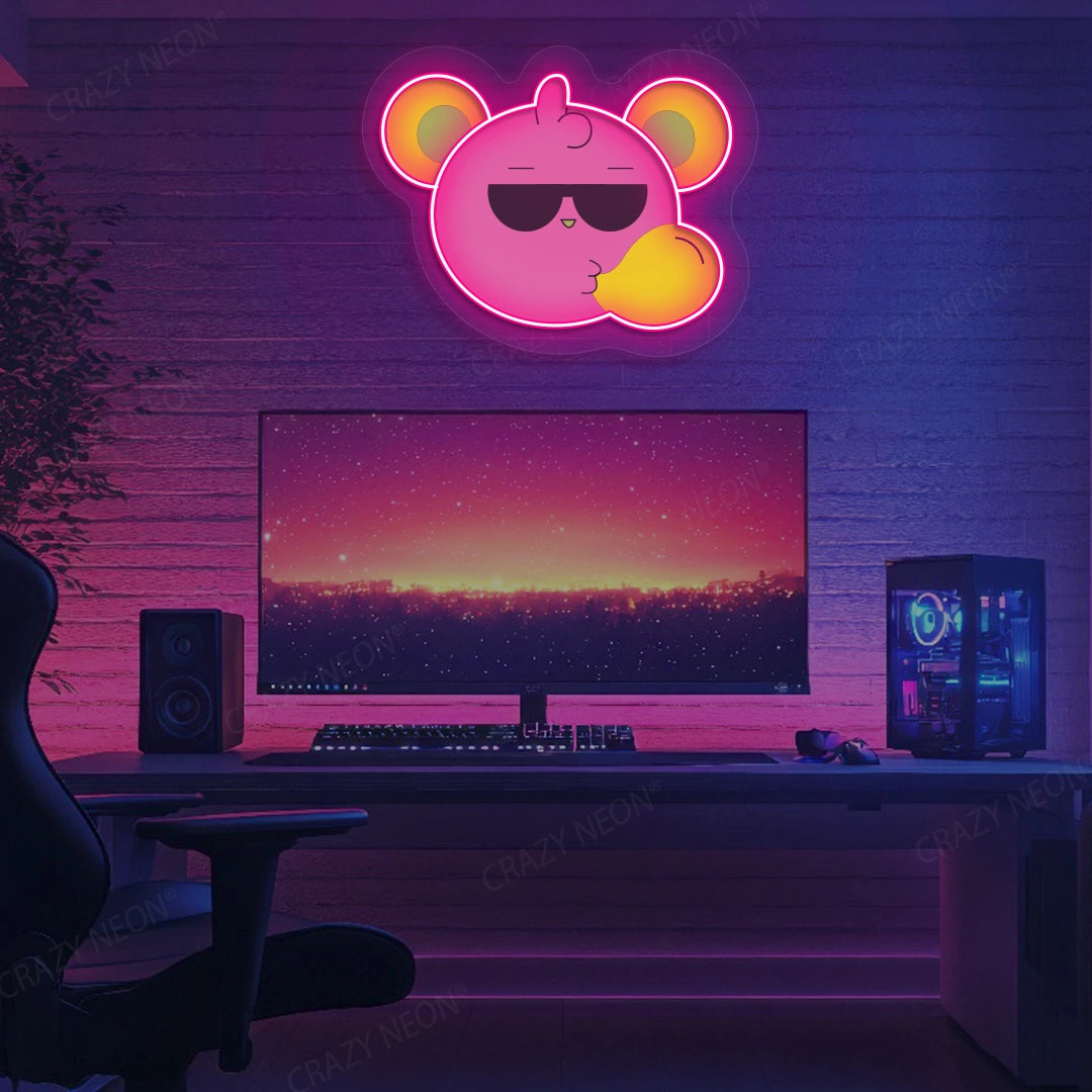 Slay Bear Neon Artwork | Pink