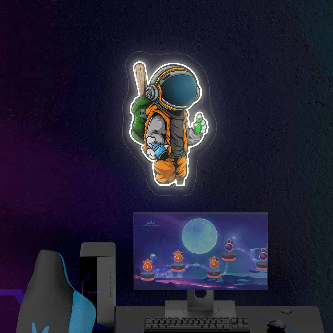 Cool Astronaut Neon Artwork | Warmwhite