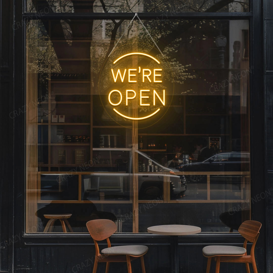 We're Open Neon Sign | Orange