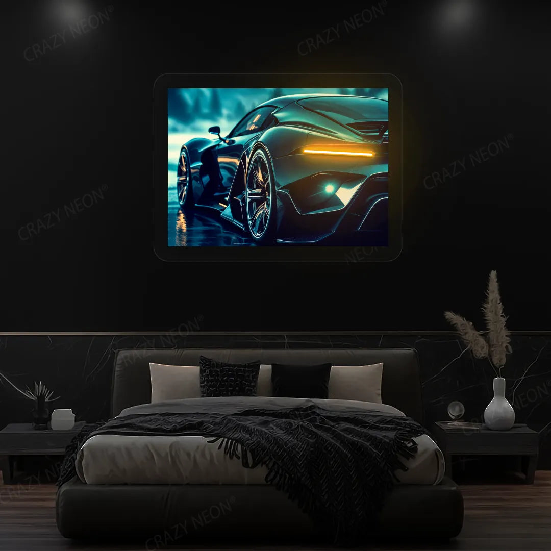 HyperSports Car Backlight Neon Artwork | Orange