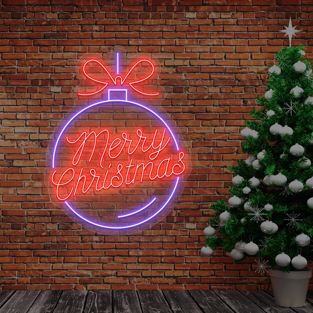 Merry Christmas Bauble LED Neon Sign| Purple