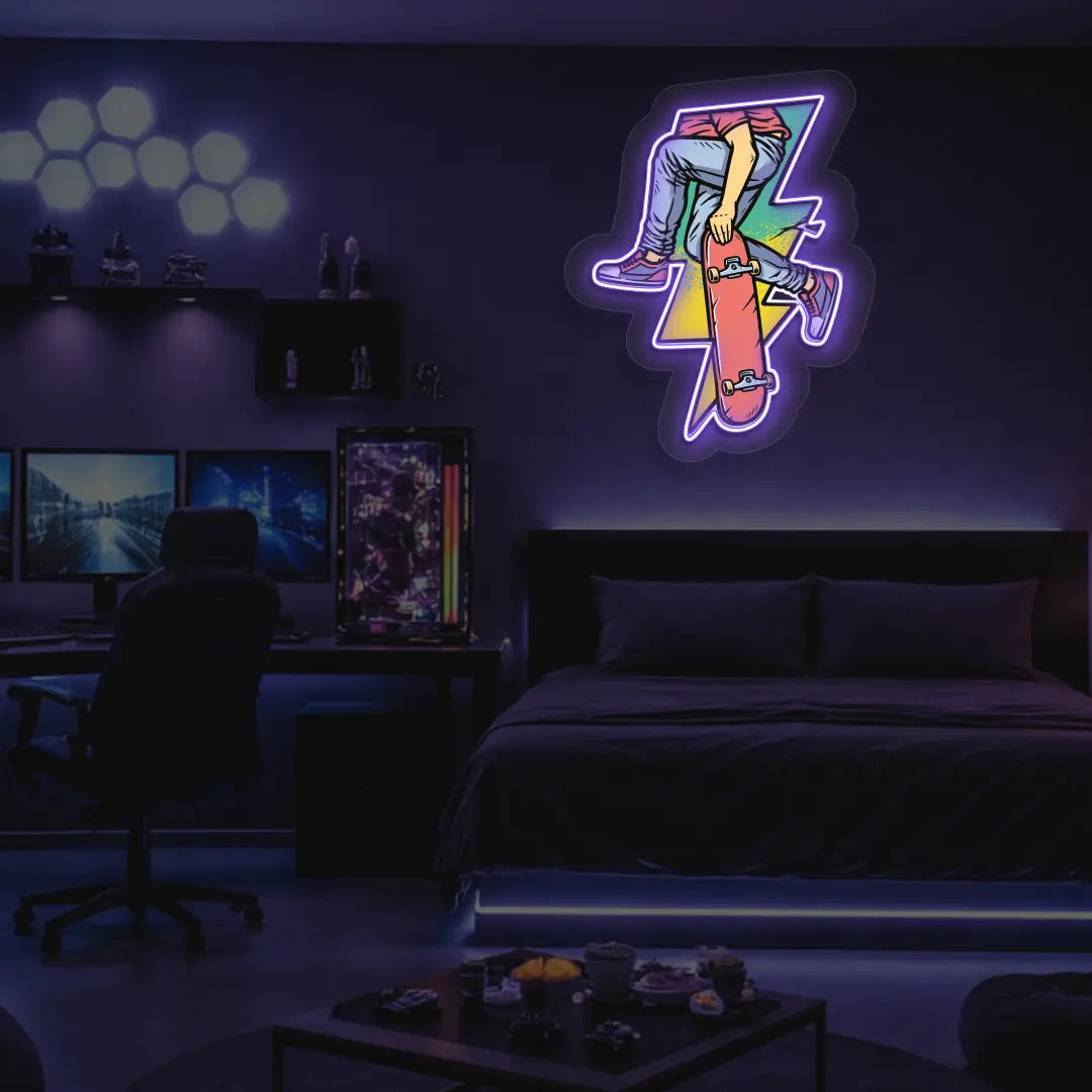 Skate Bolt Neon Artwork in Purple color