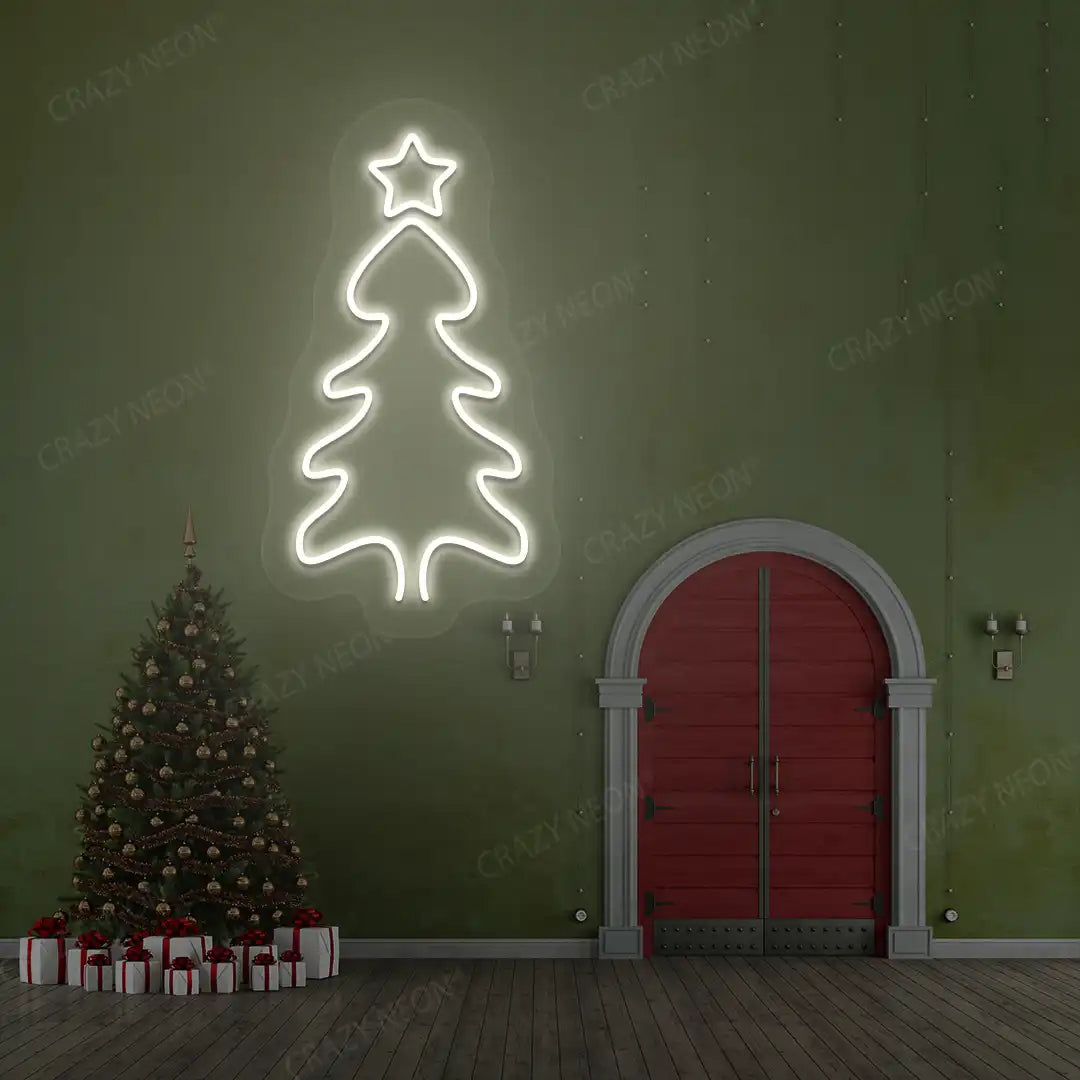 Festive Winter Tree Neon Sign | Warmwhite