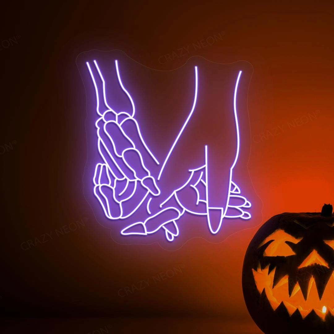Skeleton & Human Hands Neon Light | Purple