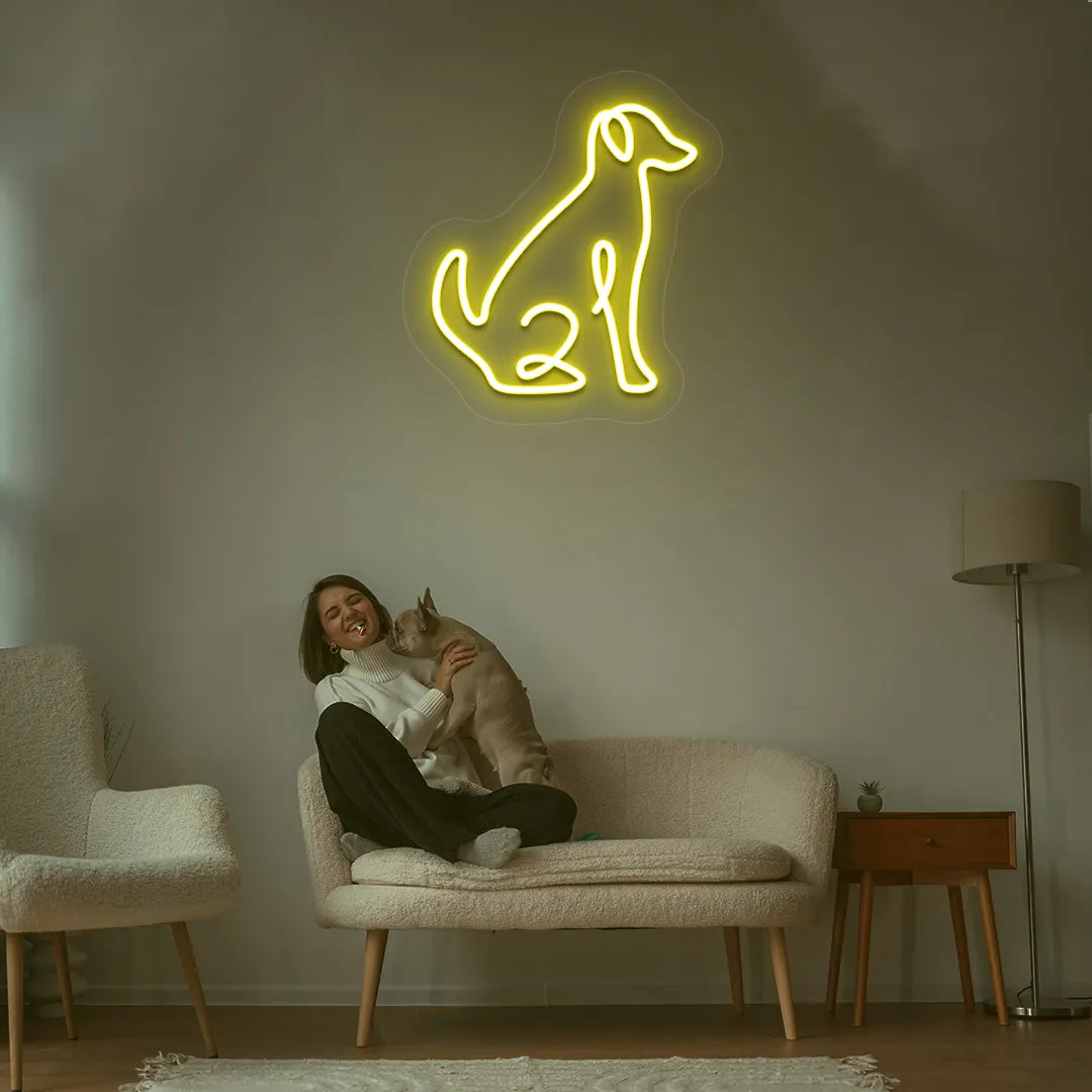 Contour Dog Neon Sign | Yellow