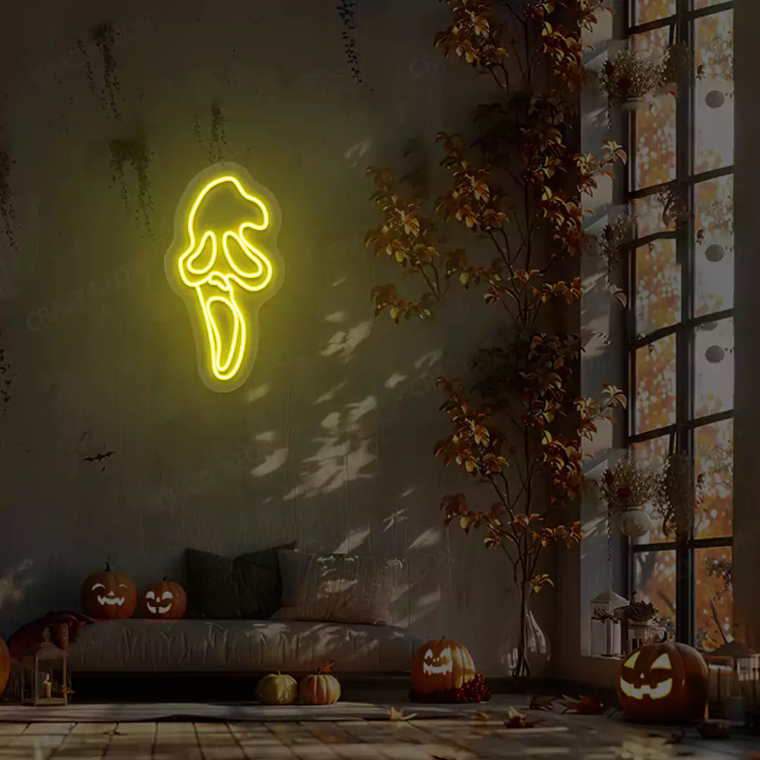 Ghost Scream Neon Sign | Yellow
