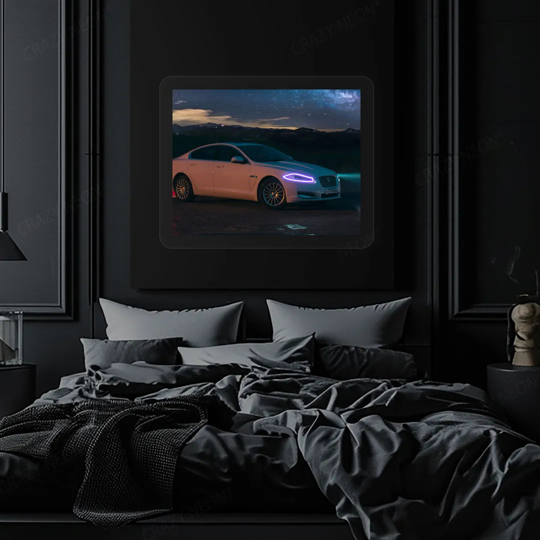 XJ luxury Car Neon Artwork | Purple