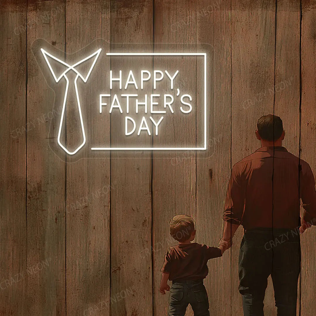 Happy Father's Day With Tie Neon Sign | Warmwhite