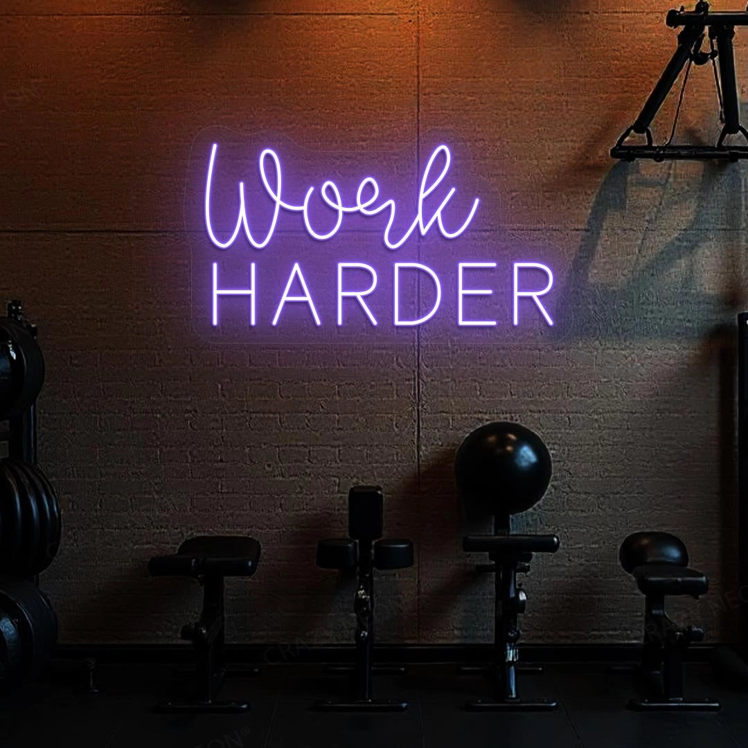 Work Harder Neon Sign | Purple
