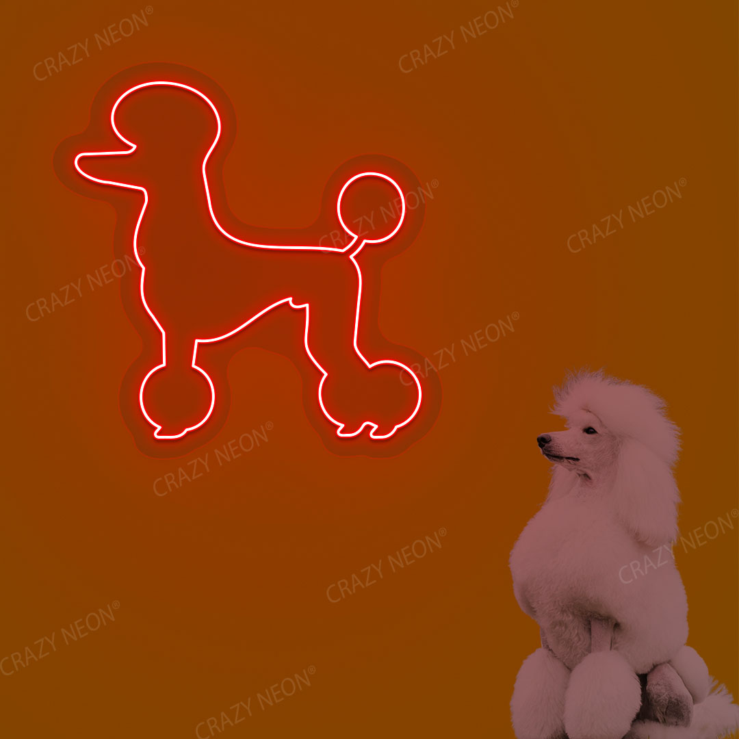 White Poodle Dog Neon Sign | Red