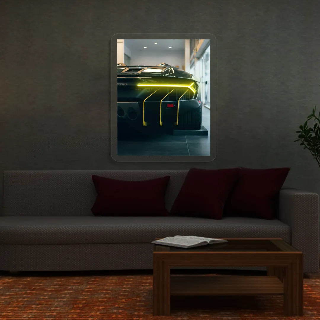 Lambo Centenario Backlight Neon Artwork | Yellow