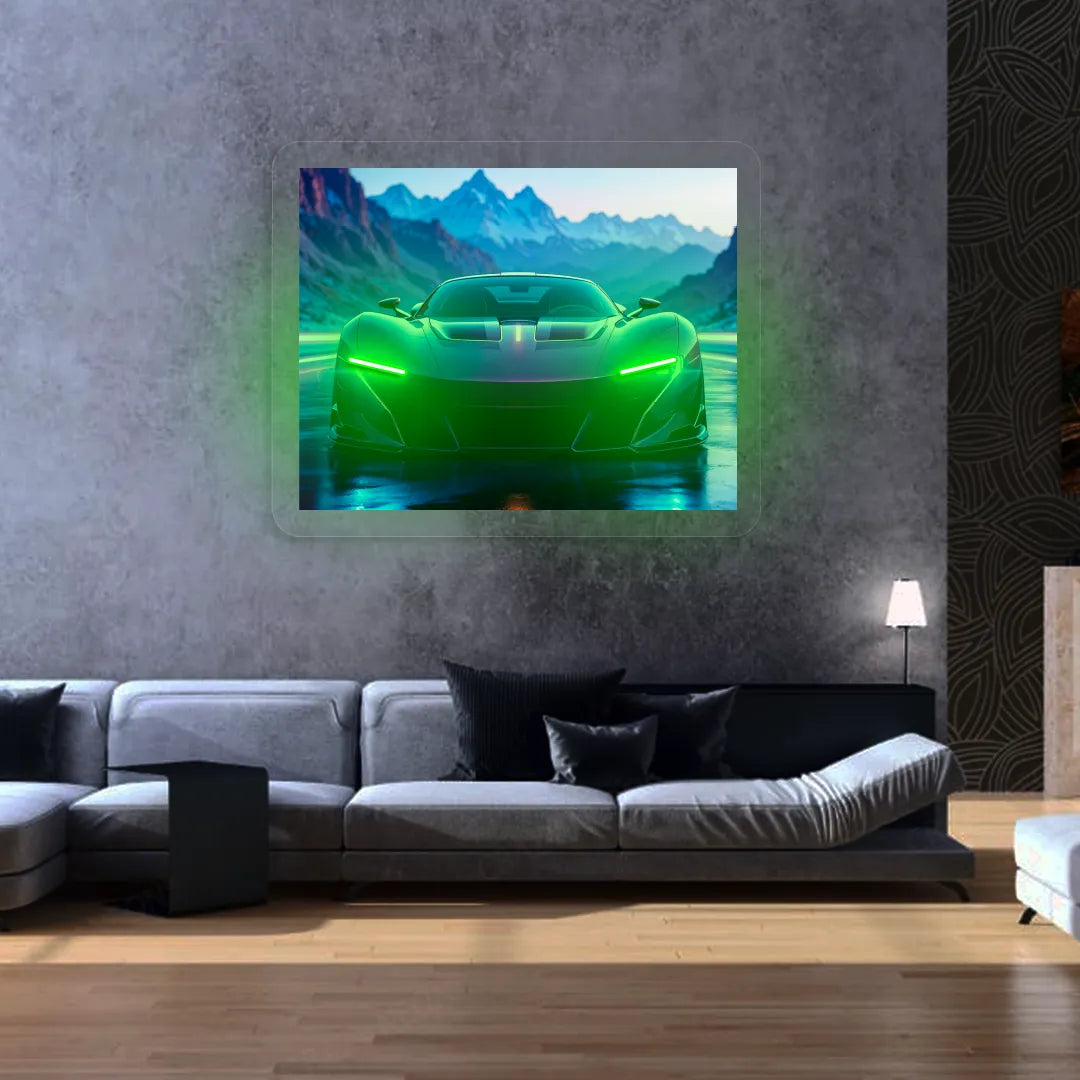 Concept Car Headlight Neon Artwork | Green