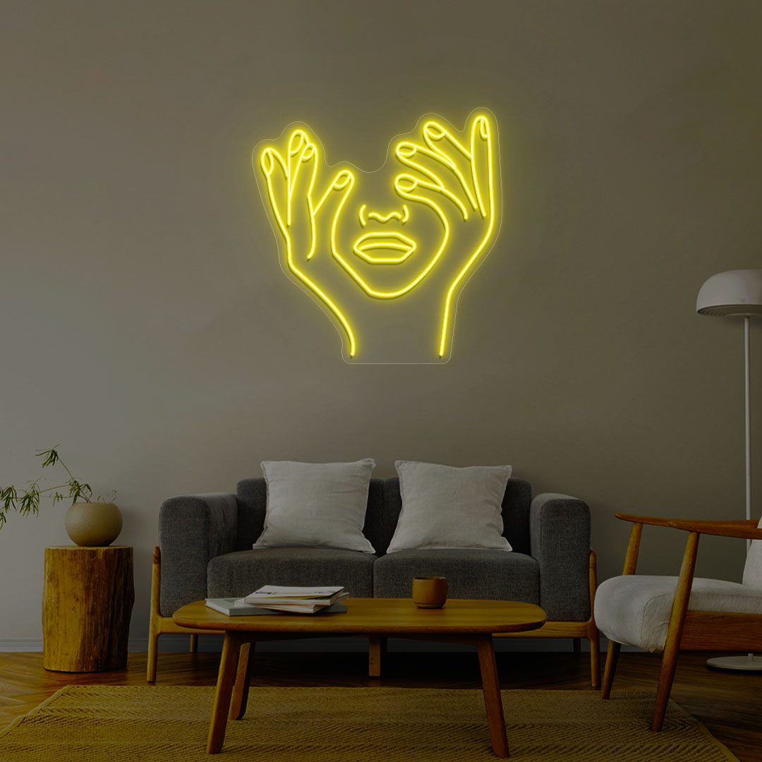Aesthetic Face Neon Sign | Yellow