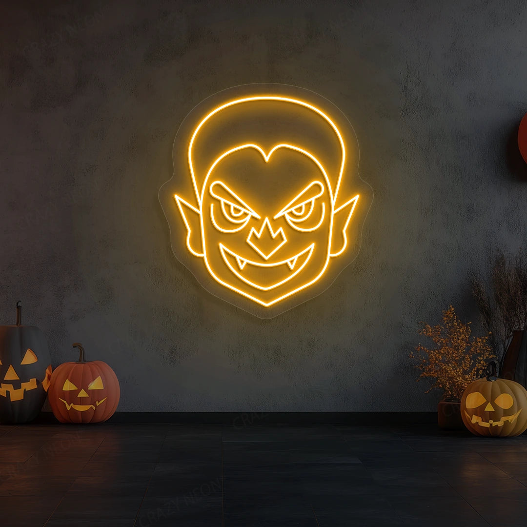 Haunted Vampire Neon Sign | Orange