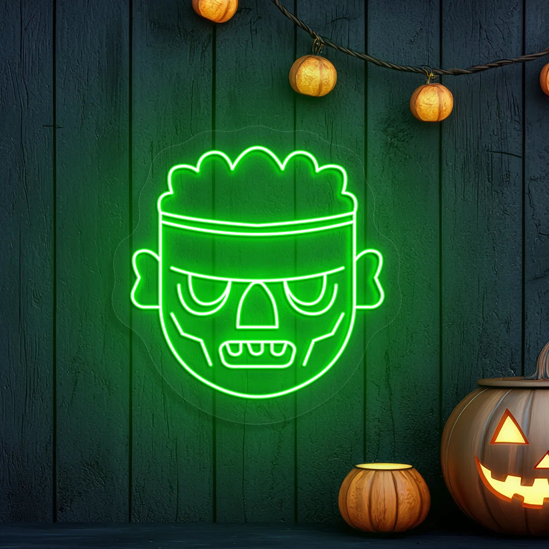 Frankenstein Head Neon Sign | Green