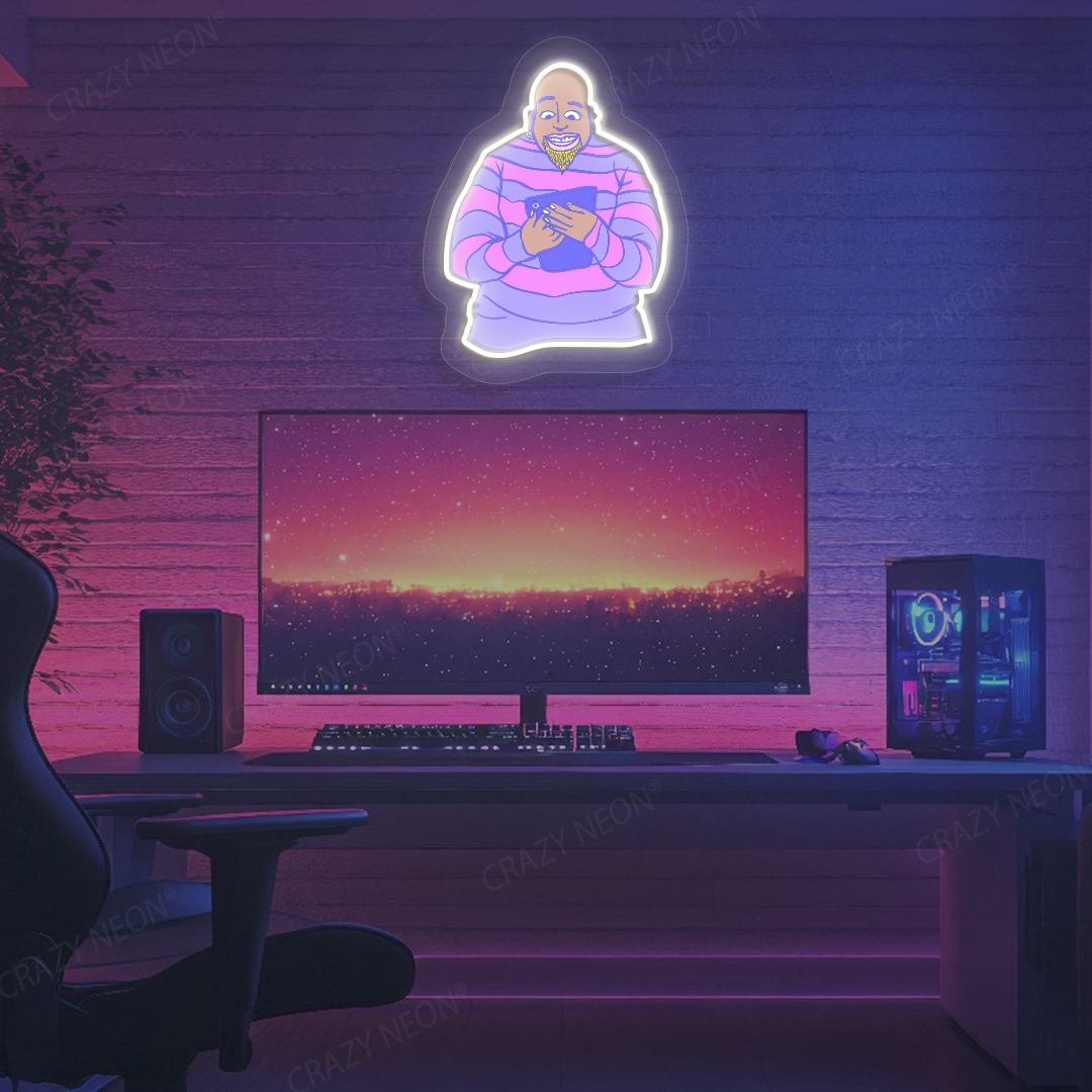 Scroll Mode On Neon Artwork | White