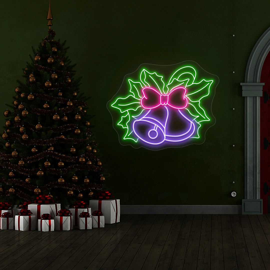 Holly Bells Neon Sign | Purple