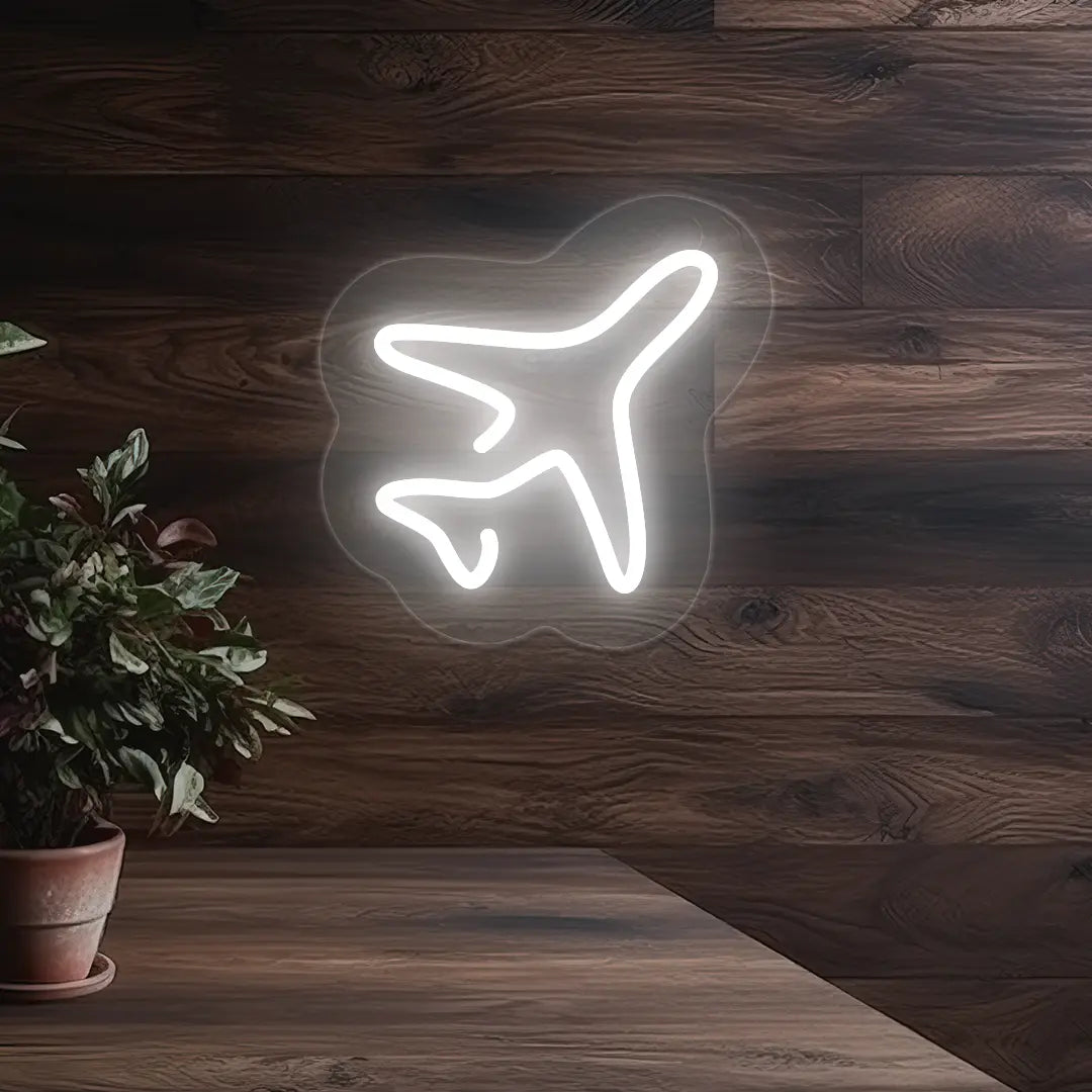 Airplane Neon Sign | White
