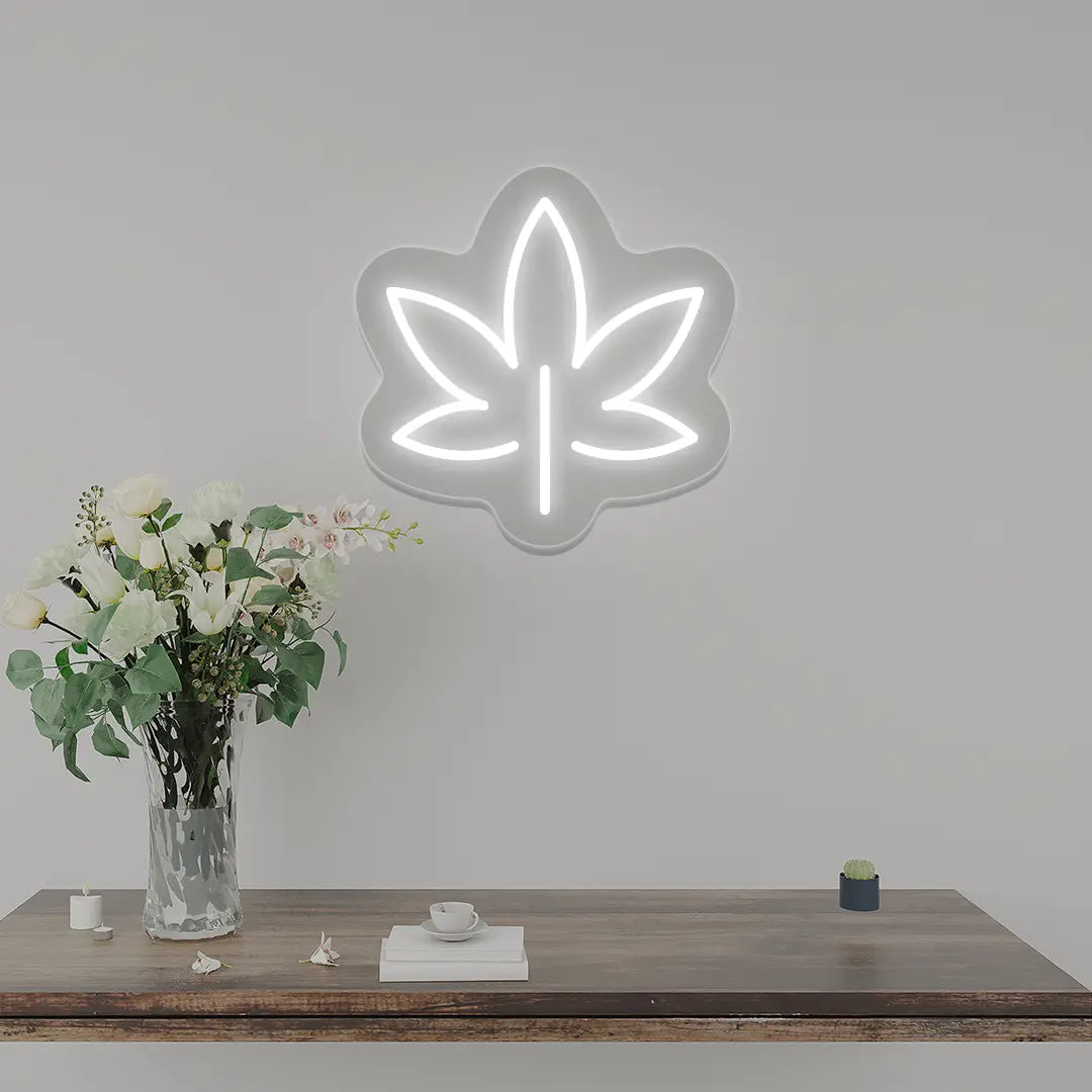 Leaf Neon Sign | White