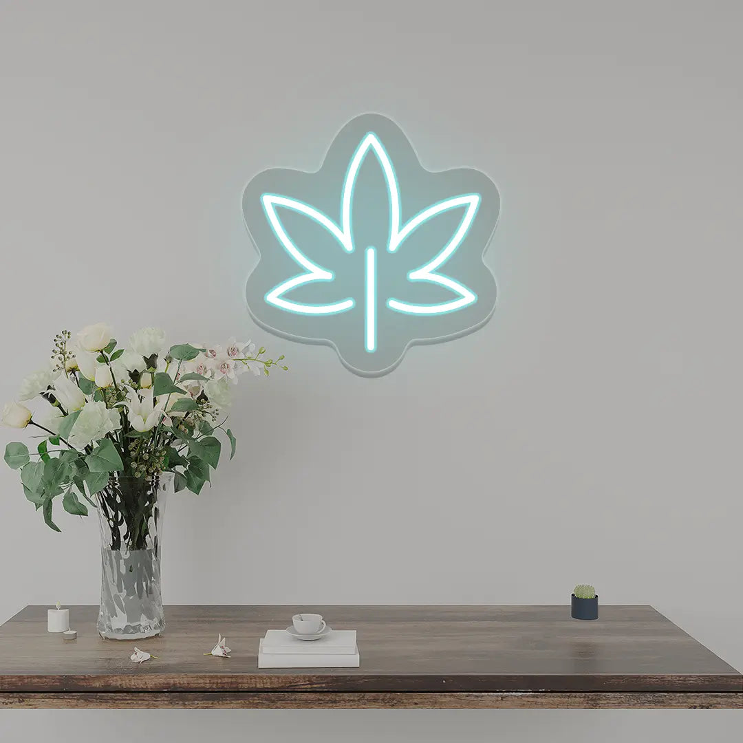 Leaf Neon Sign | Iceblue