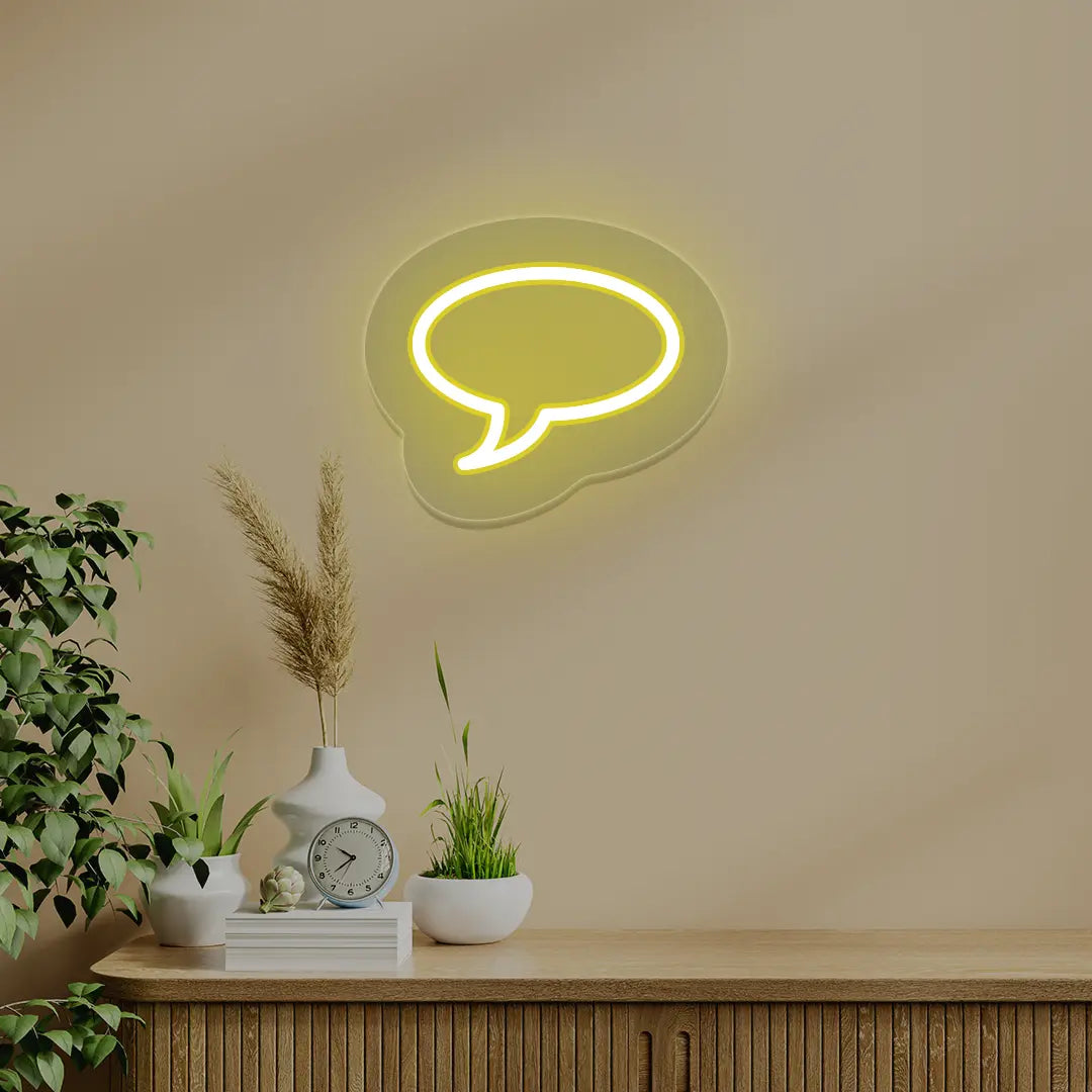 Message Box Icon Neon Sign | Yellow
