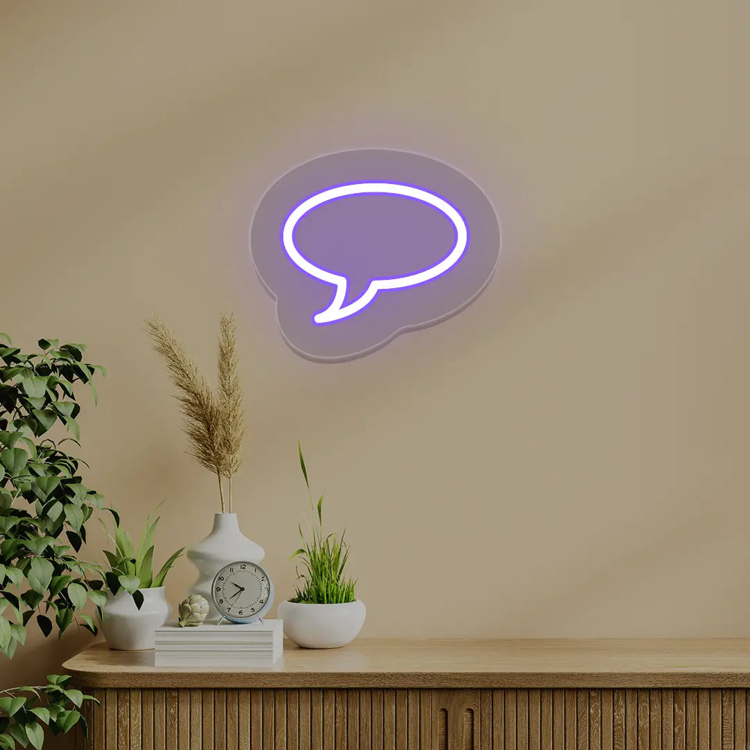 Message Box Icon Neon Sign | Purple