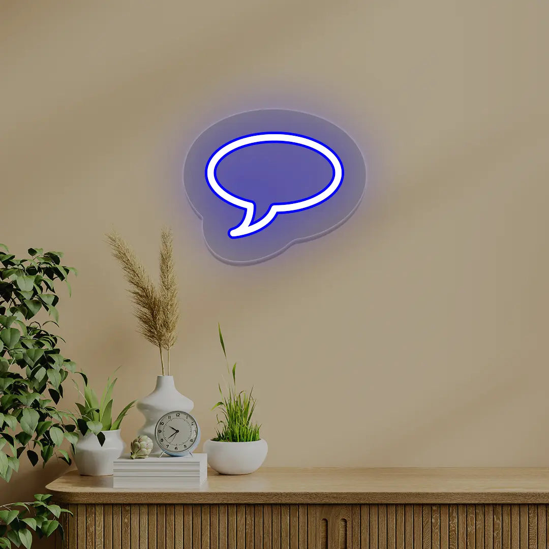 Message Box Icon Neon Sign | Blue