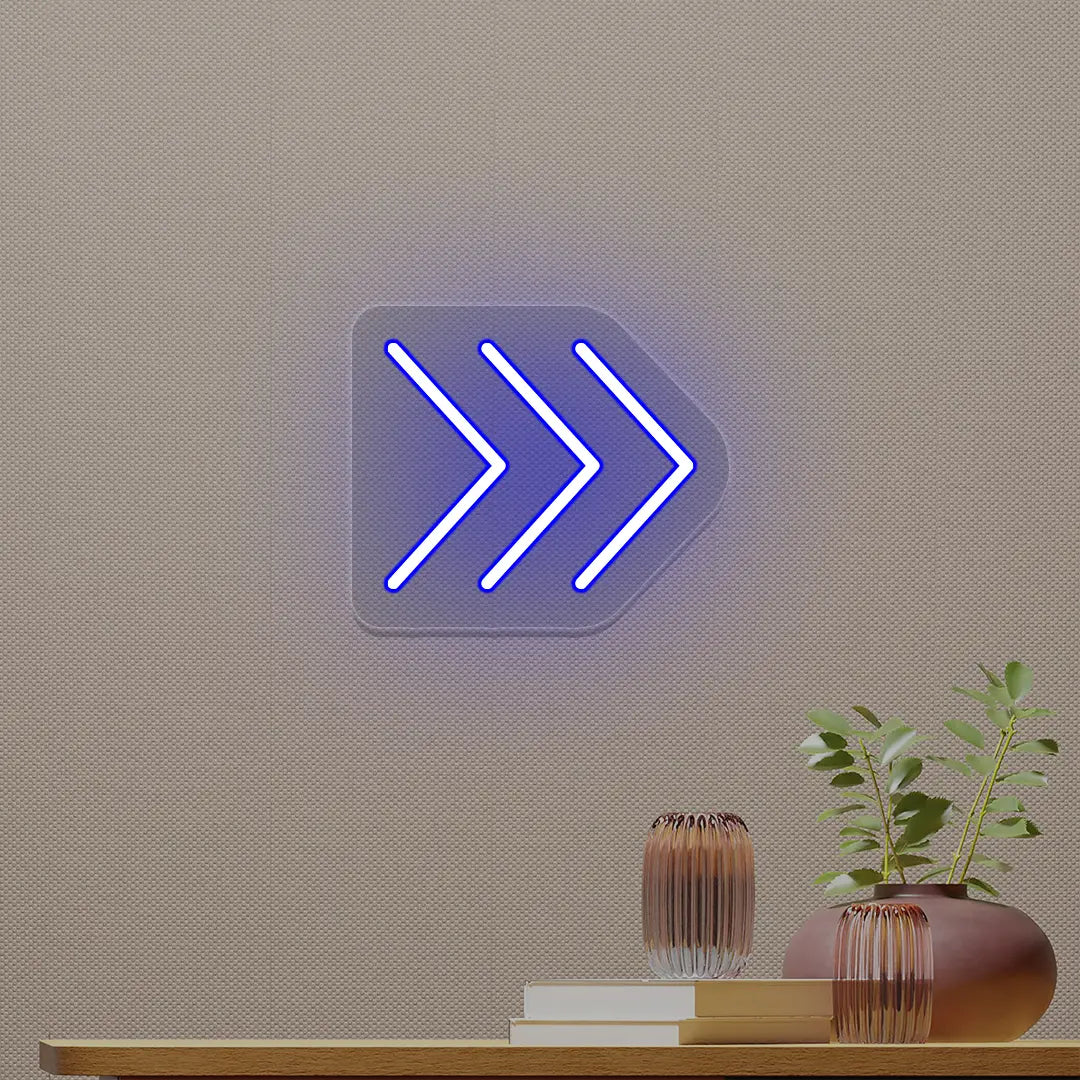 Triple Arrowhead Neon Sign | Blue
