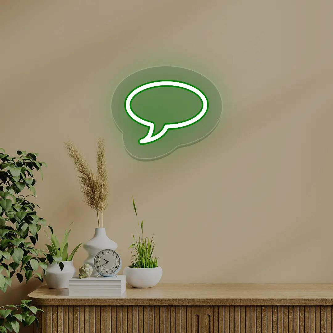 Message Box Icon Neon Sign| Green