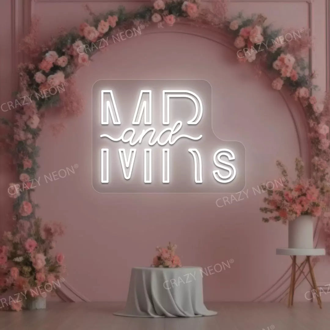 Mr And Mrs Neon Sign | White
