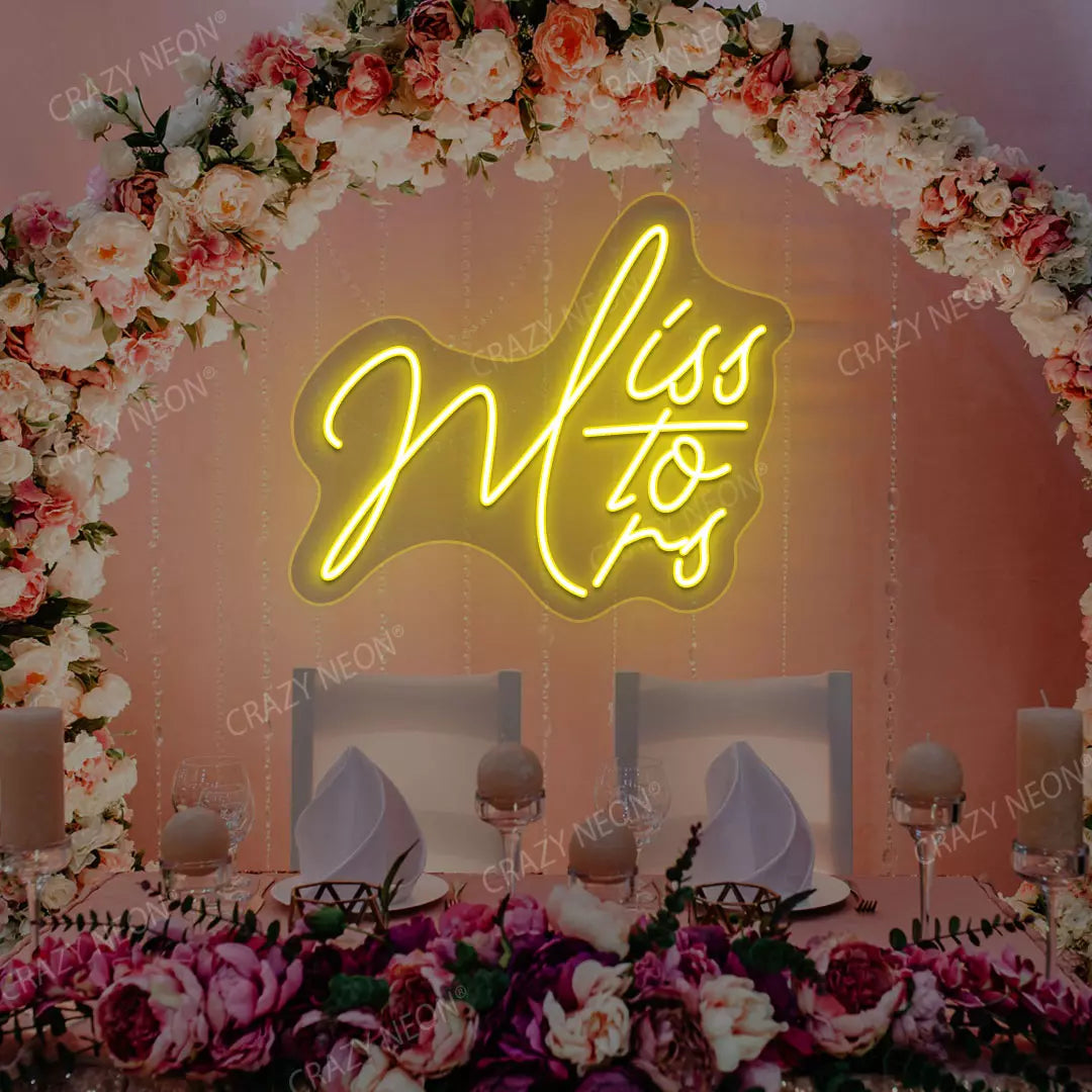 Miss To Mrs Neon Sign | yellow