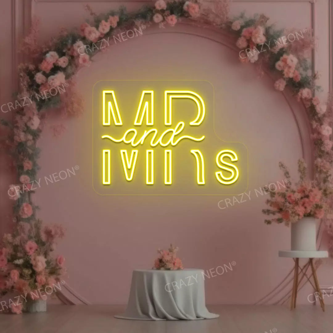 Mr And Mrs Neon Sign | Yellow
