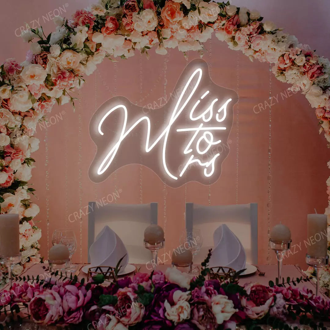 Miss To Mrs Neon Sign | Warm White