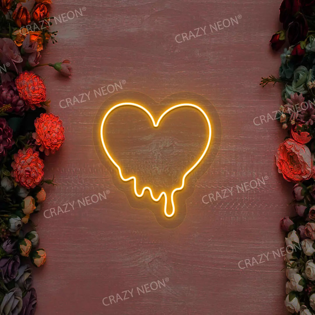 Melting Heart Neon Sign | Orange