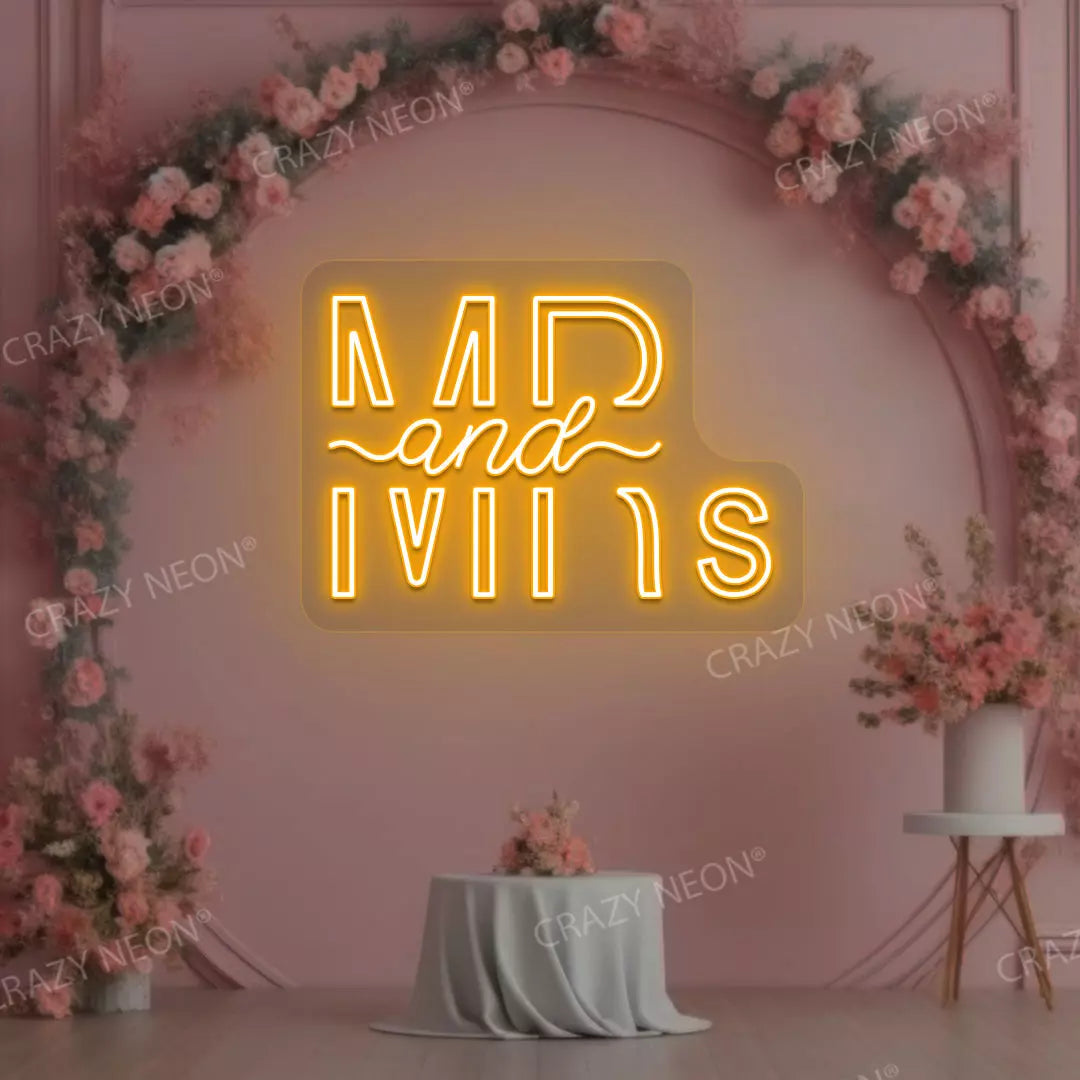 Mr And Mrs Neon Sign | Orange