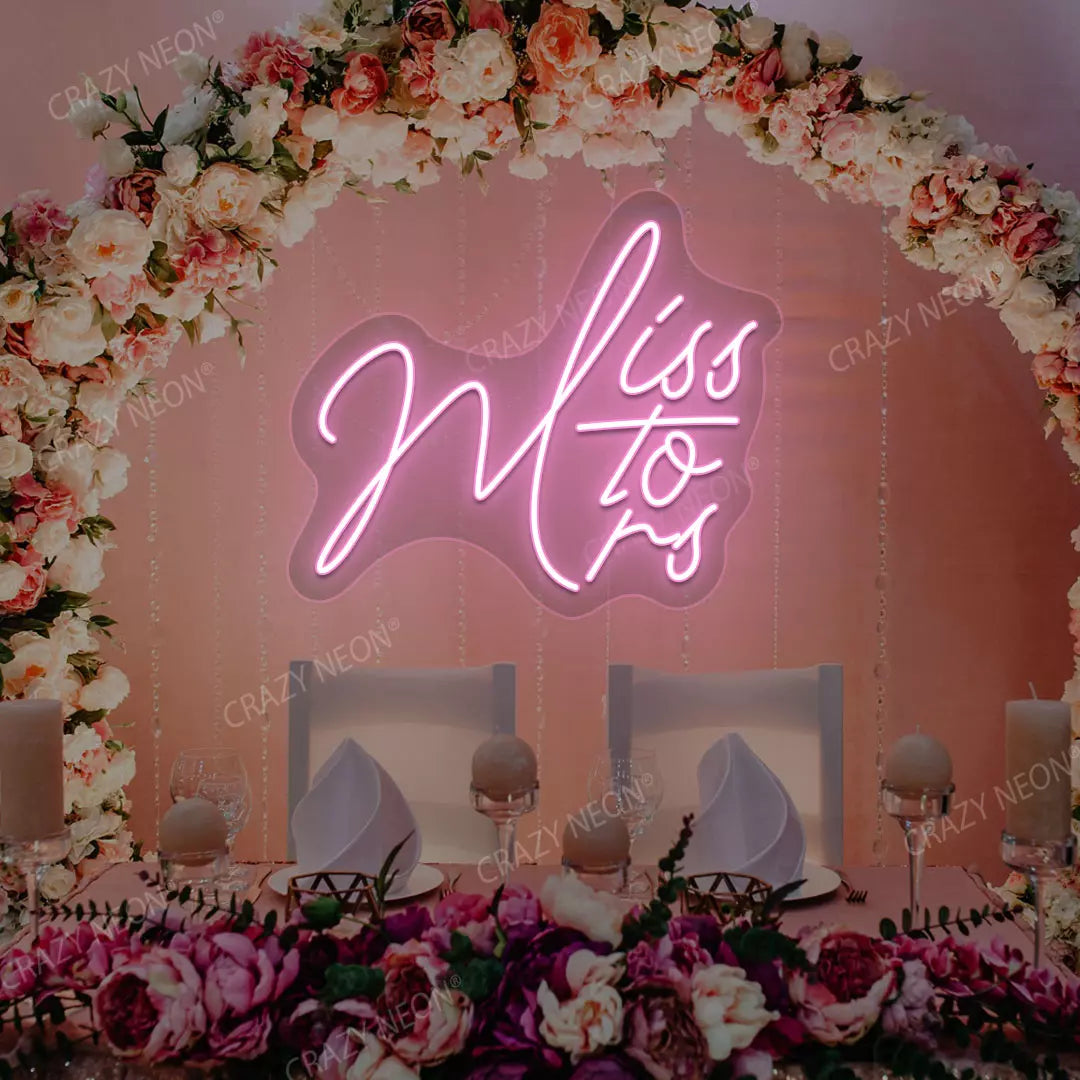 Miss To Mrs Neon Sign | pink