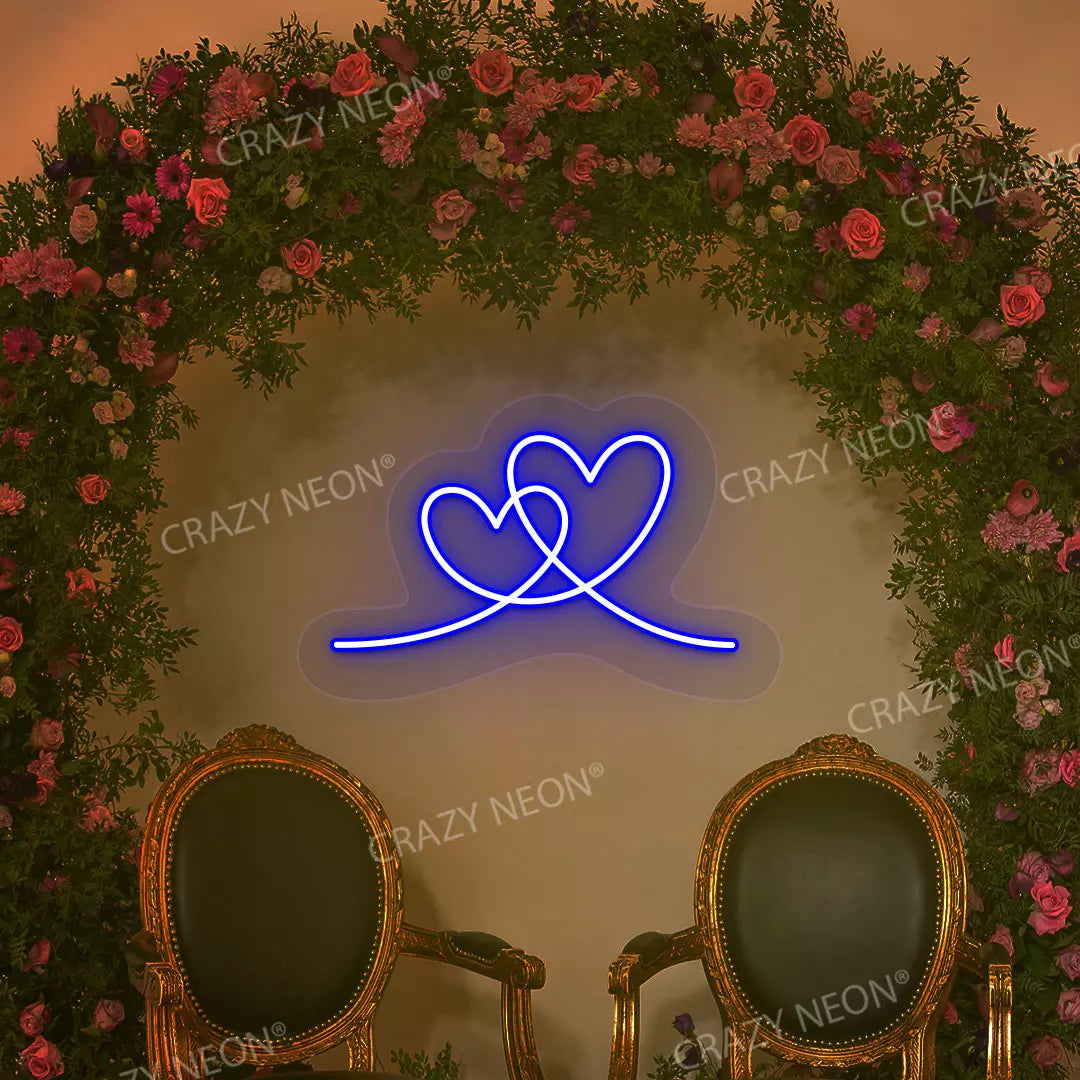 Two Hearts Neon Sign | Puple