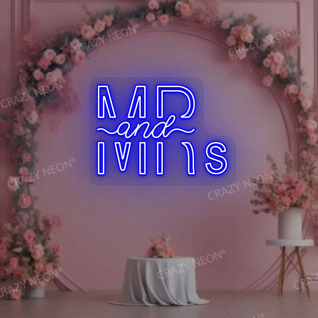 Mr And Mrs Neon Sign | Blue