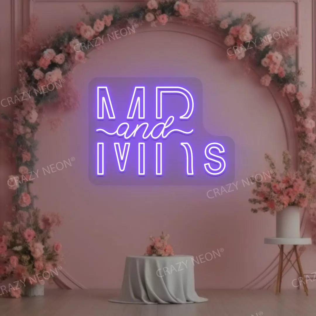 Mr And Mrs Neon Sign | Purple