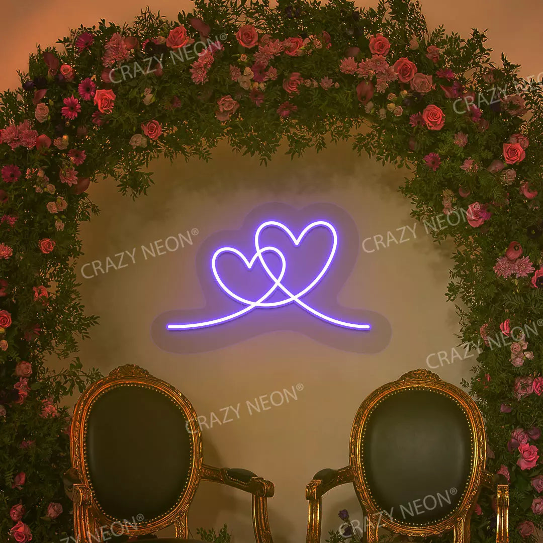Two Hearts Neon Sign | Purple