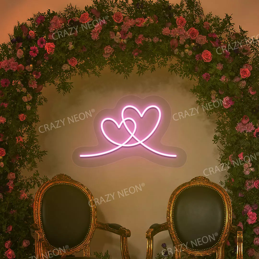 Two Hearts Neon Sign | Pink