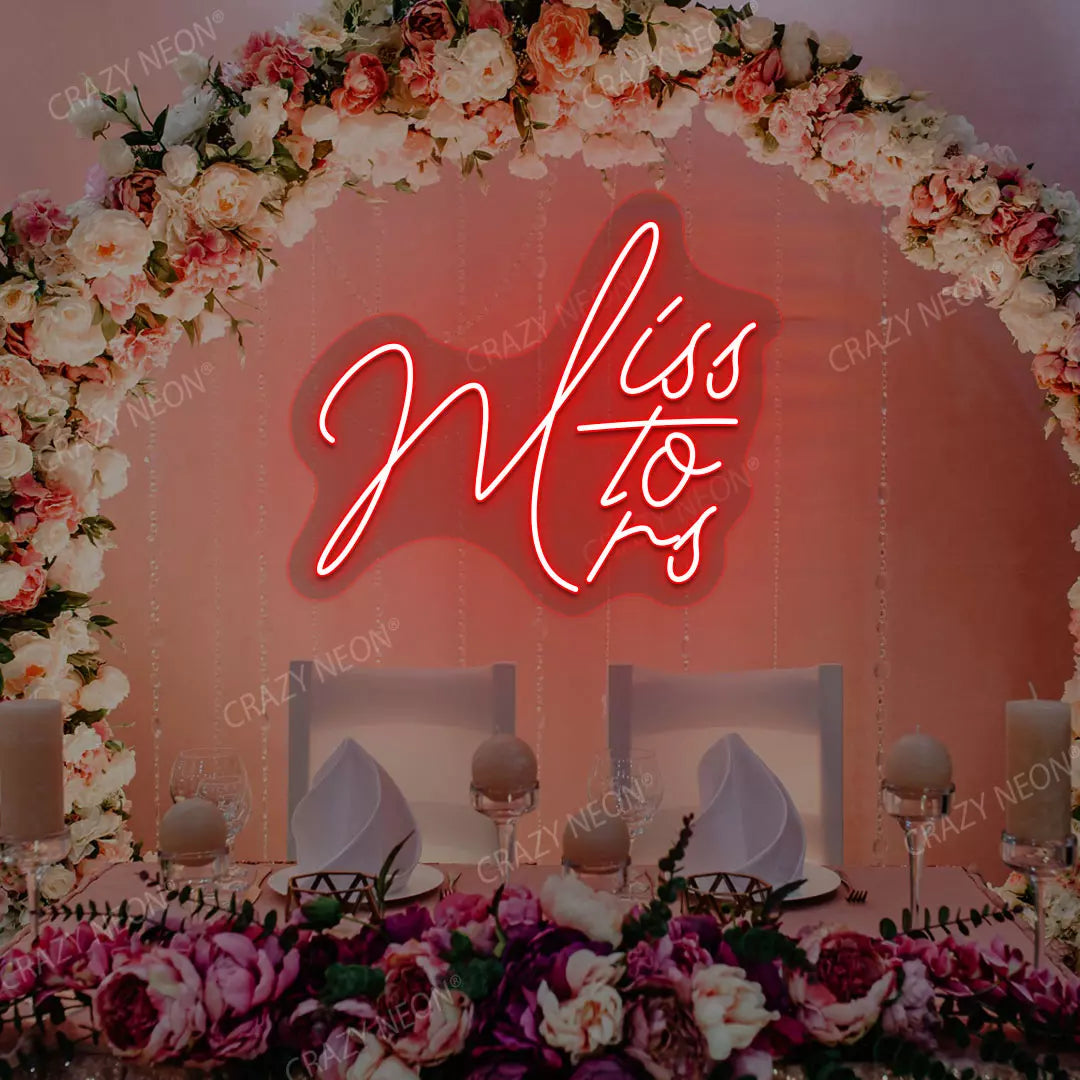 Miss To Mrs Neon Sign | Red