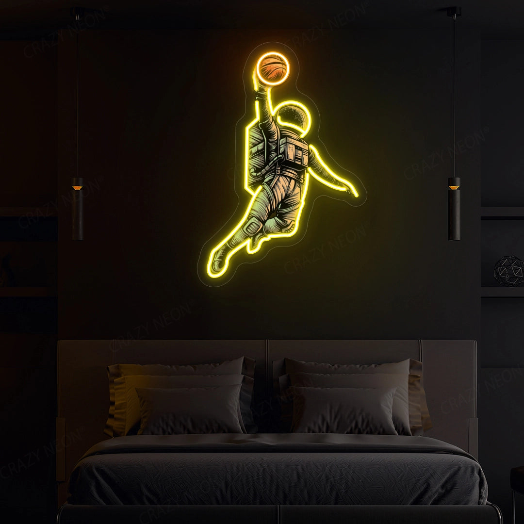 Basketball Shot Astronaut Artwork Neon Sign