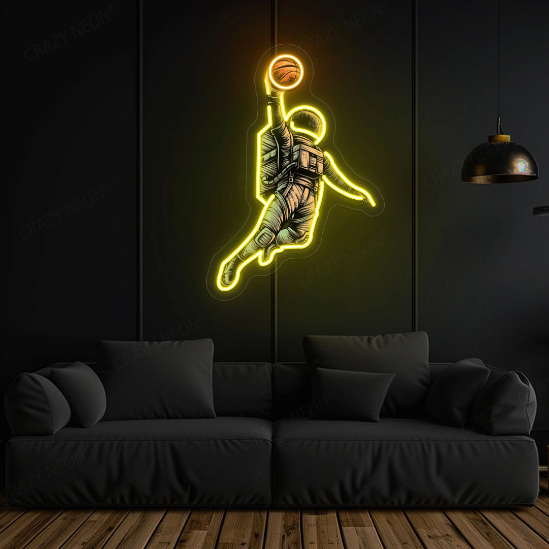 Basketball Shot Astronaut Artwork Neon Sign