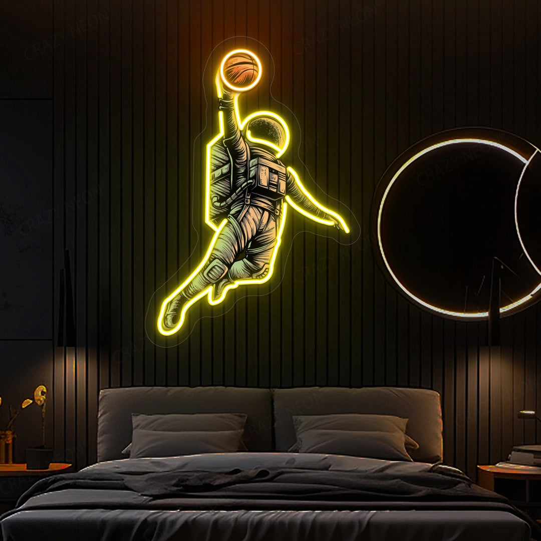 Basketball Shot Astronaut Artwork Neon Sign