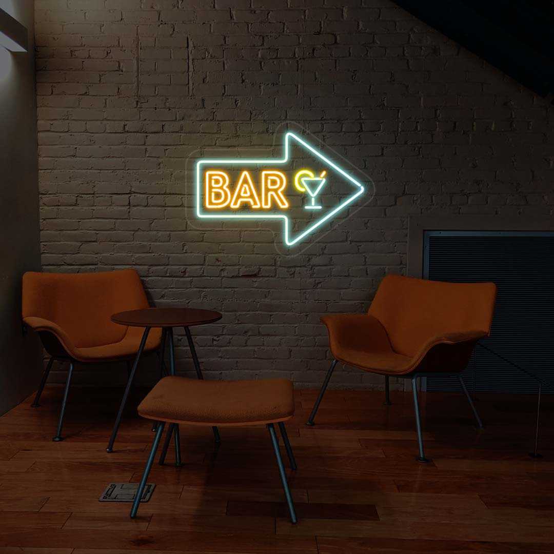 Bar Arrow Neon Sign | Iceblue