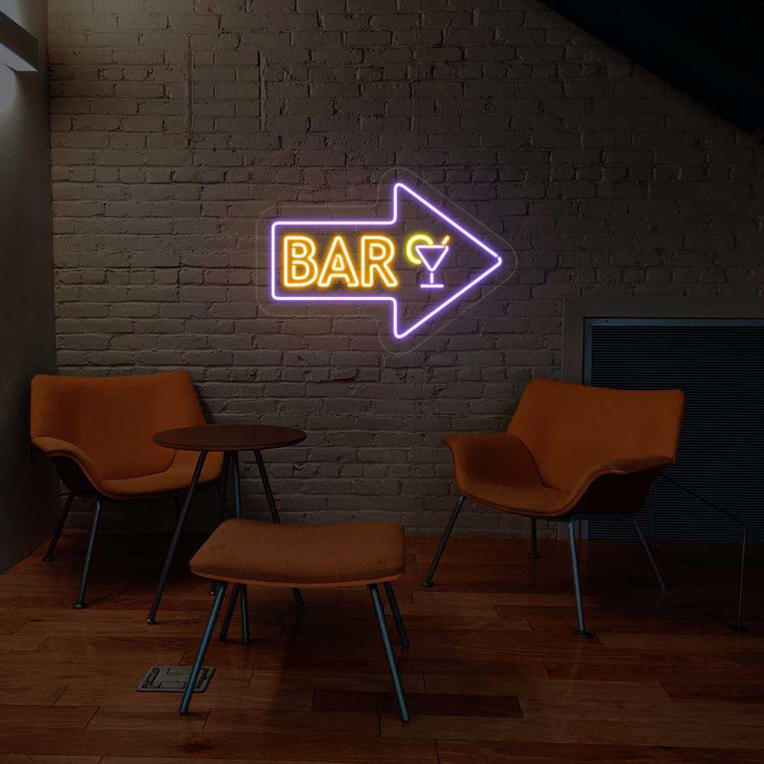 Bar Arrow Neon Sign | Purple